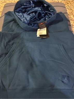 Jordan Satin-Lined Navy Blue Pullover Hoodie